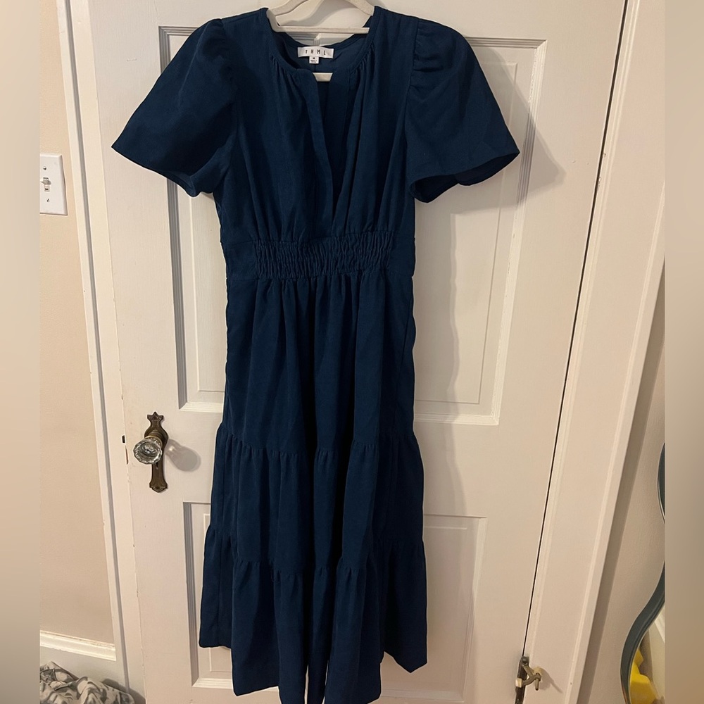 THML Navy Corduroy Midi Dress